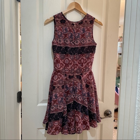𝅺MAISON Jules Flirty A-Line Dress Mini Small Purple Floral Like New Summer - Picture 8 of 12
